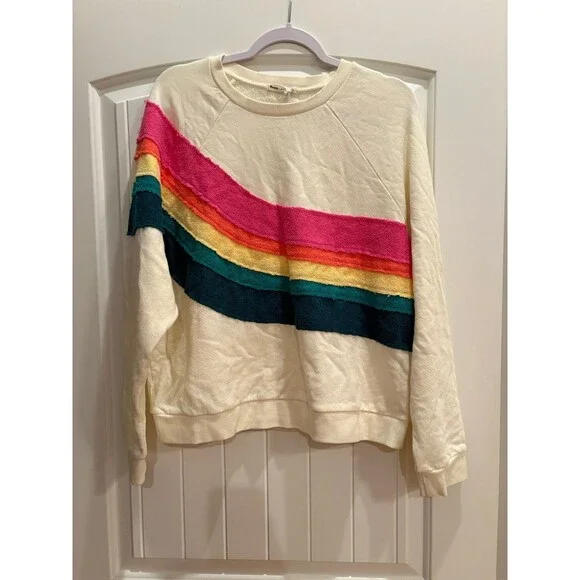 Marine Layer Vintage Rainbow Wave Terry Sweatshirt Distressed. NEW - Picture 1 of 7